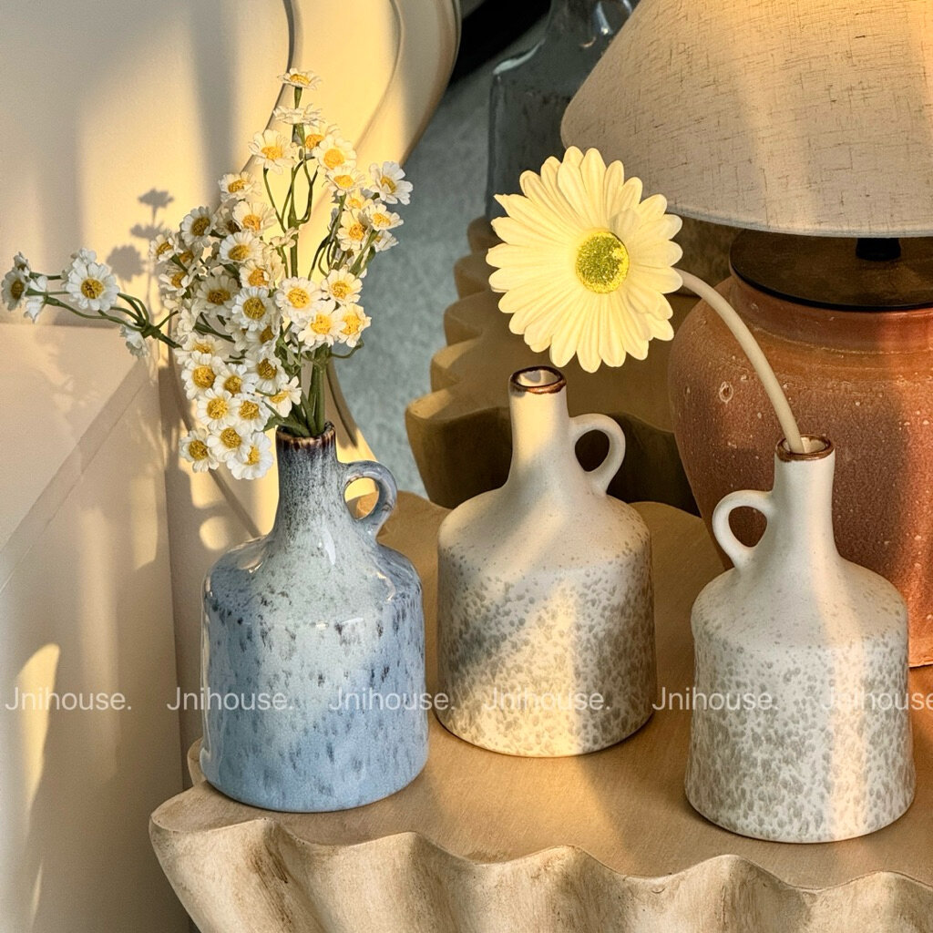 [พร้อมส่ง] Jnihouse : แจกันเซรามิกมีหูจับ (flower vase) (STONE-EARTH COLLECTION)