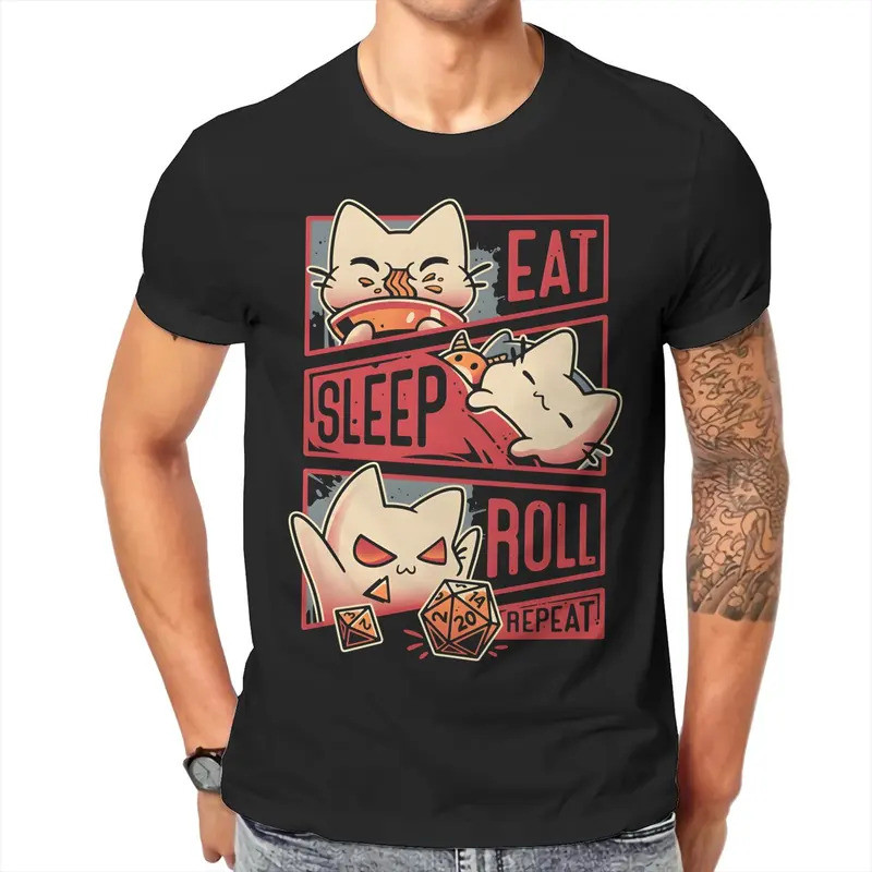 เสื้อยืดผู้ชายลาย Roleplayer DND คอโอ แขนสั้น ผ้าฝ้าย เสื้อยืดลายกราฟิก สตรีทแวร์ เสื้อยืดผู้ชาย