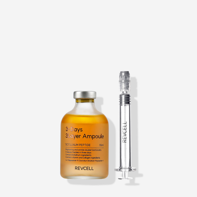 [Revcell] 3-Days 3-Layer Ampoule 55ml  Long-lasting Moisture Barrier  Radiant & Firm Skin  Premium K