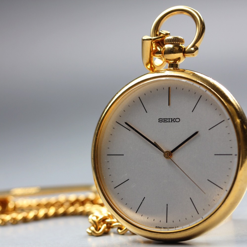 SEIKO 7N01-0020 Silver Quartz 37mm Men's Pocket Watch