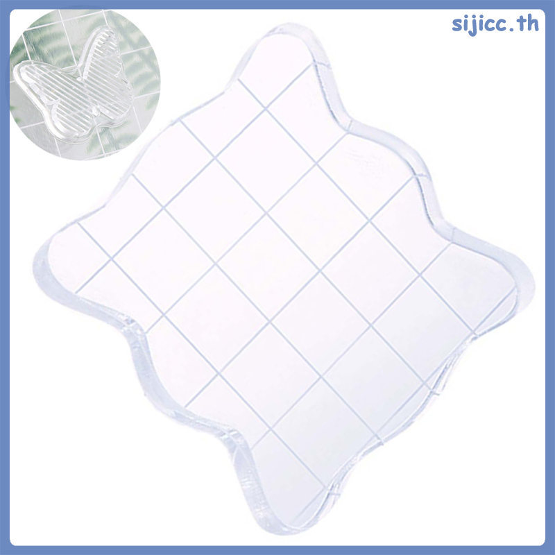 🧶 บล็อกสแตมป์อะคริลิคใสพร้อมตารางและด้ามจับ ขนาดใส 4 x 6 นิ้ว สำหรับงานฝีมือและการทำสแครปบุ๊ก