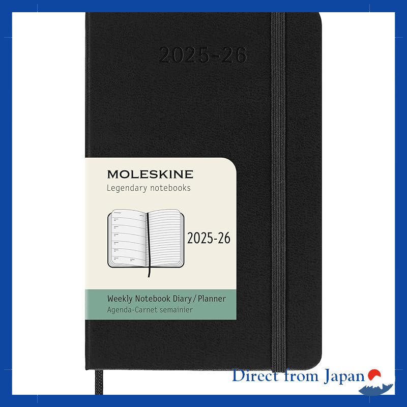 Moleskine 2025 Weekly Diary Pocket Size Hard Cover (9cm x 14cm) Black, 18-Month July Start