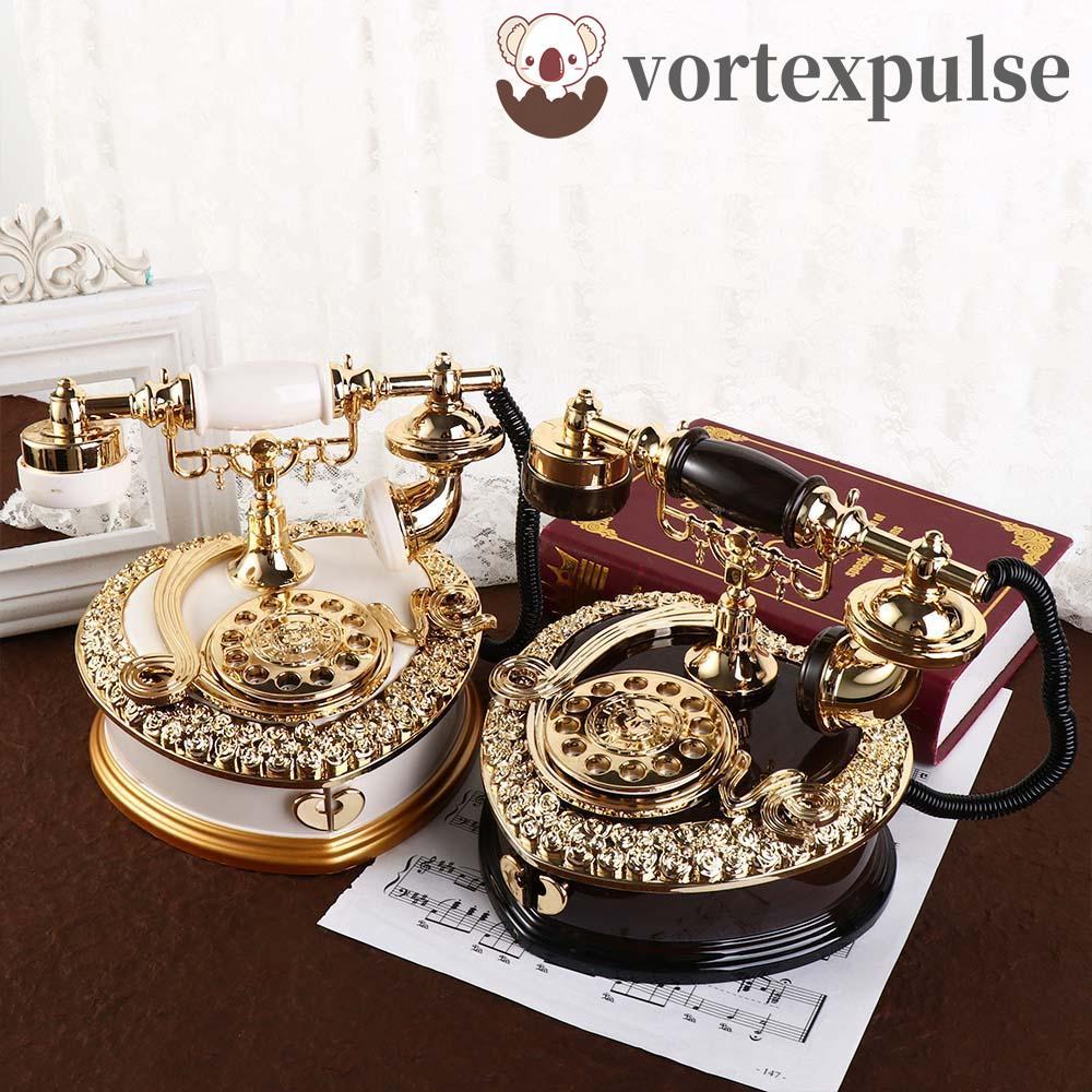 VORTEXPULSE Phone Music Box, Classic Style Old-fashioned Dial Phone Miniatures, Phone Model Music Bo