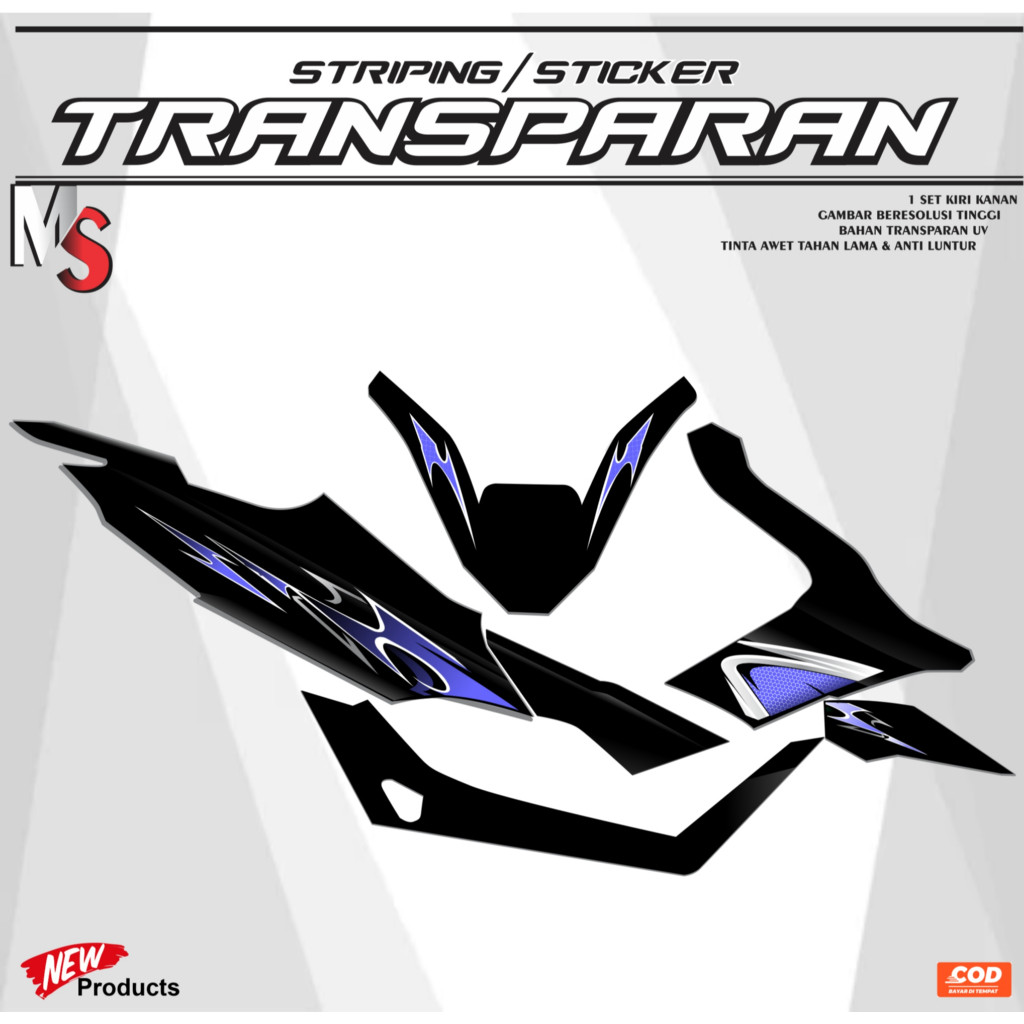 สติ๊กเกอร์แถบเต็นท์ PCX 160 MOTIF DESIGN MS0012 CUSTOM VIETNAM สไตล์ V2 TRANSPARENT