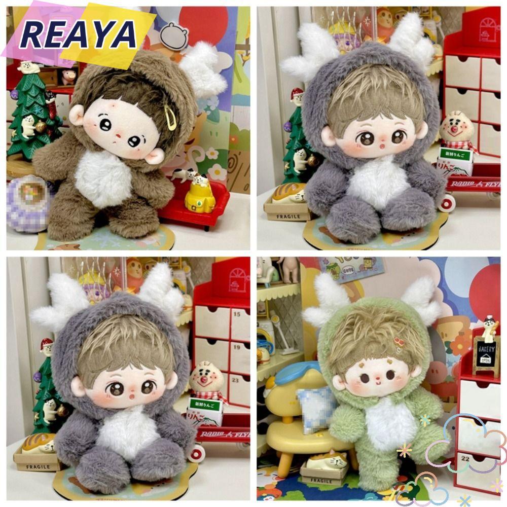 REAYA Idol Doll Outfit, DIY Multicolor Cotton Doll Clothes, Cute Mini Cartoon Doll Overall Suit for 