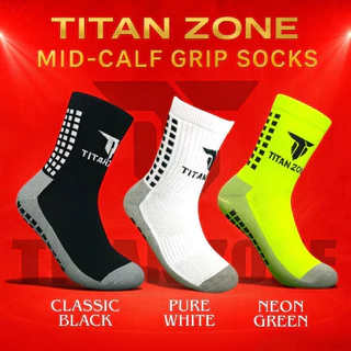 Titan Zone - Mid-Calf Grip Socks ถุงเท้ากันลื่น ครึ่งแข้ง เกรดโปร คล่องตัวทุกจังหวะ