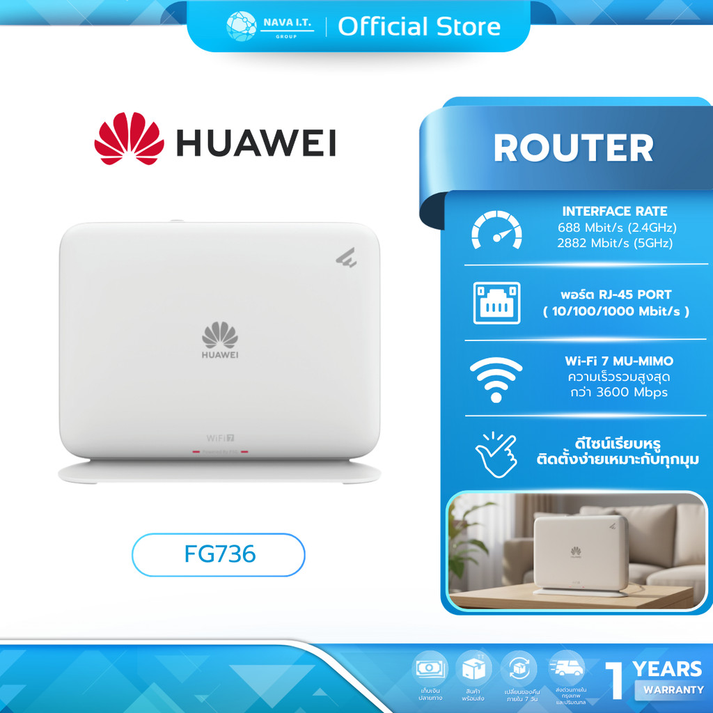(มีส่งด่วน) Huawei eKit FG736 Router Wi-Fi 7 Wireless Dual-Band เราเตอร์ ขยายสัญญาณ เร็ว แรง