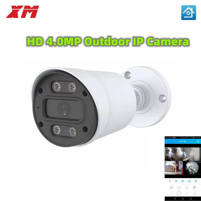 XMeye POE กล้อง IP HD 4MP 1080P 2.8 มม.Len กล้องรักษาความปลอดภัยกลางแจ้ง 85ft IR Night Vision มุมมอง