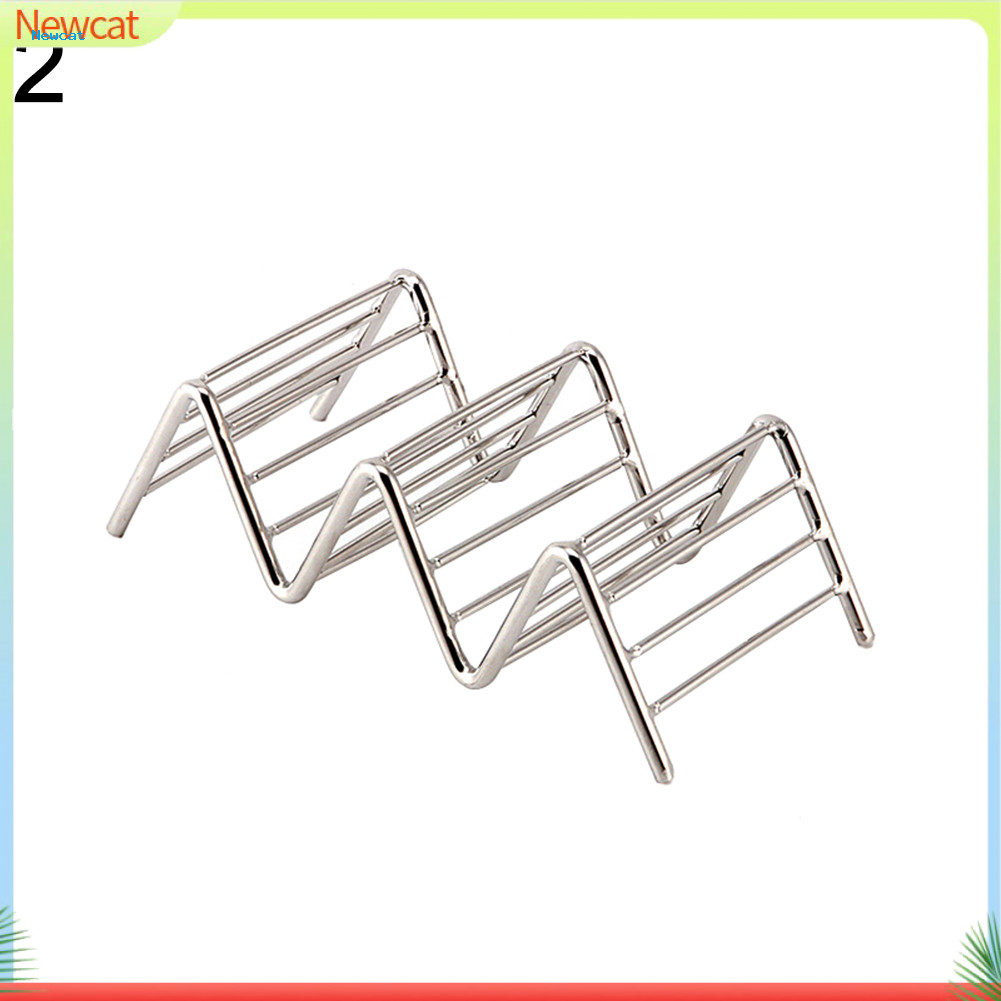 {Newcat} Hard Wave Stainless Steel Mexican Food Rack Stand Shell Taco Holder Display