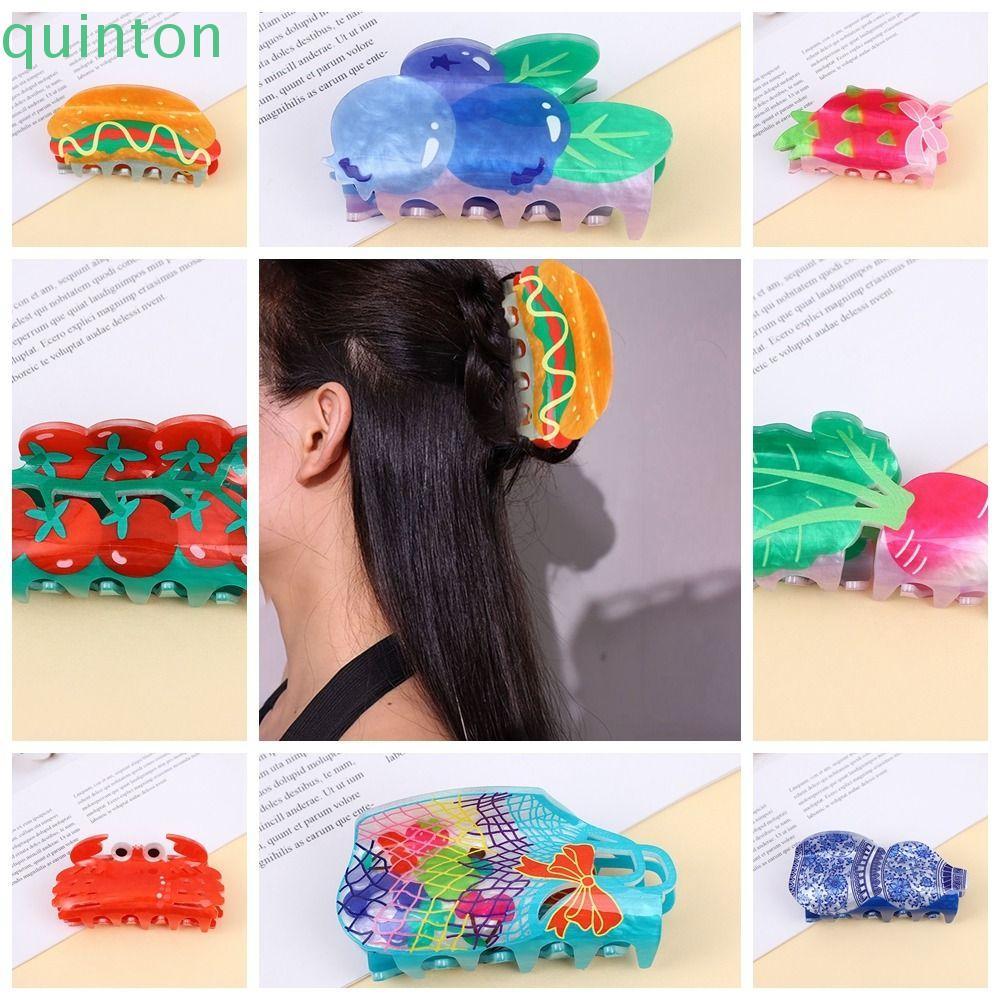 QUITON กิ๊บติดผมดอกไม้,องุ่นอะคริลิคผลไม้กิ๊บ,แฟชั่นมะเขือเทศ Headwear Hamburg อาหารจําลอง Shark Clip Travel