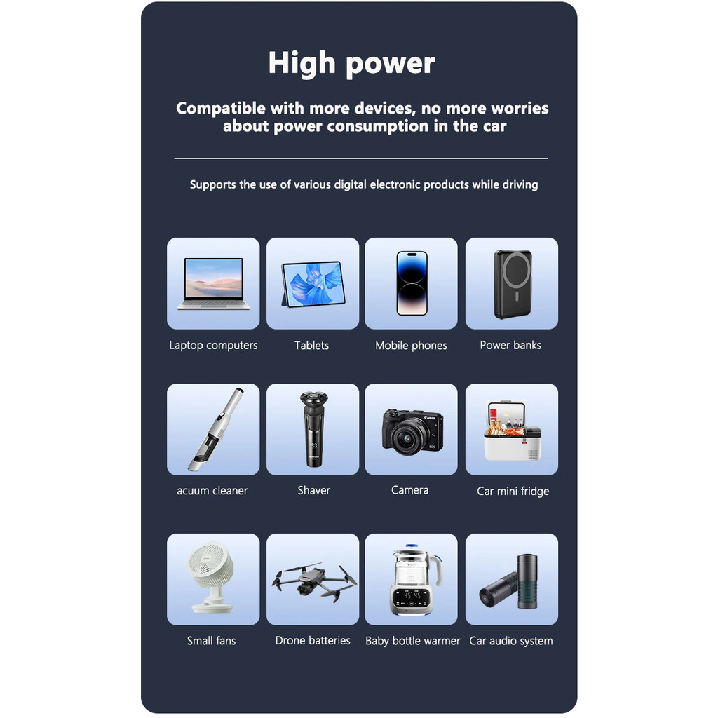 (จัดส่งภายใน 12H) 150W รถอินเวอร์เตอร์ DC 12V/24V ถึง AC รูปที่ 5