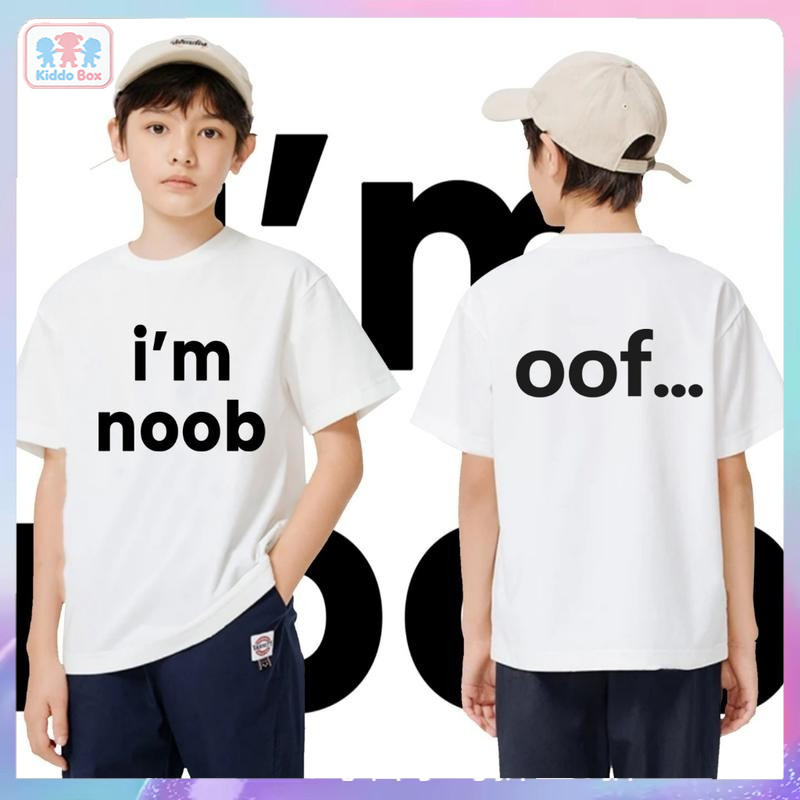 เสื้อยืดเด็ก I'm noobใส่แล้วไม่มี noobn ใส่ได้ ทั้ง ใส่สบาย ไม่หด ไม่ย้ ผ้าฝ้าย 100% Tiny World 90-1