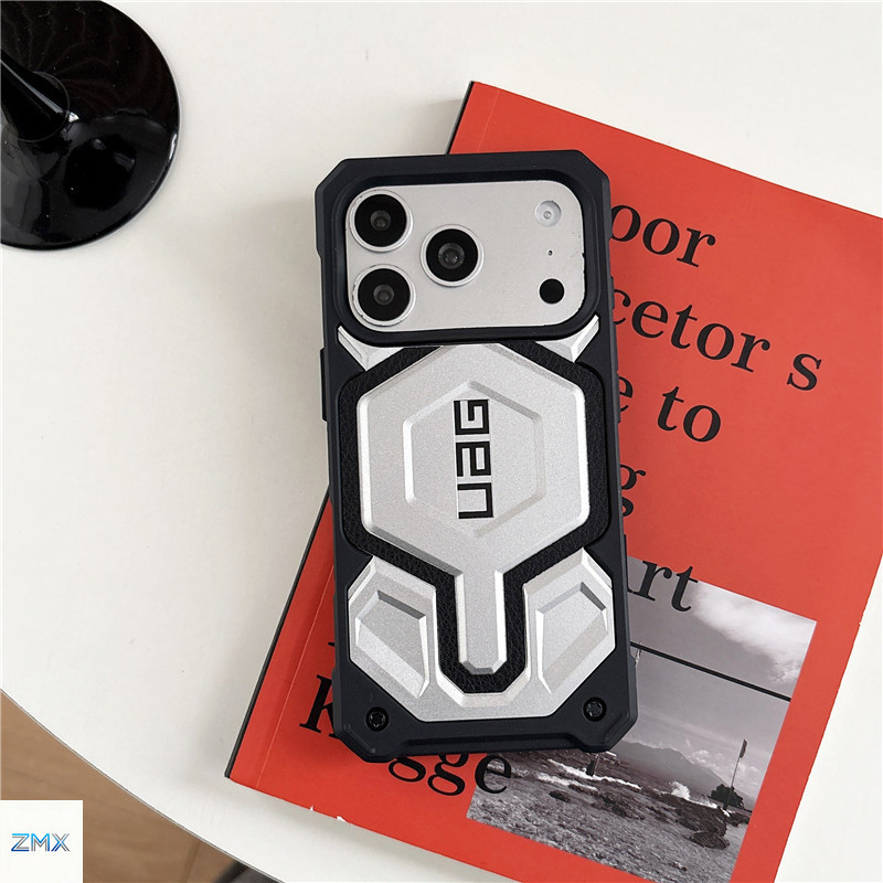 UAG เคสแม่เหล็กหนัง PU สีเงินสําหรับ iPhone 17 Pro Max 17Pro ฝาครอบกันกระแทกสําหรับงานหนักที่ทนทานระ