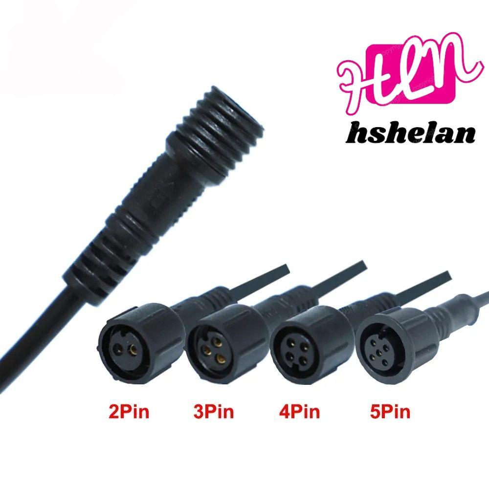 HSHELAN ชายหญิง LED Connector,สายสีดํา 20 ซม.2Pin 3Pin 4Pin แจ็ค, 2Pin 3Pin 4Pin IP67 สายไฟกันน้ํา L