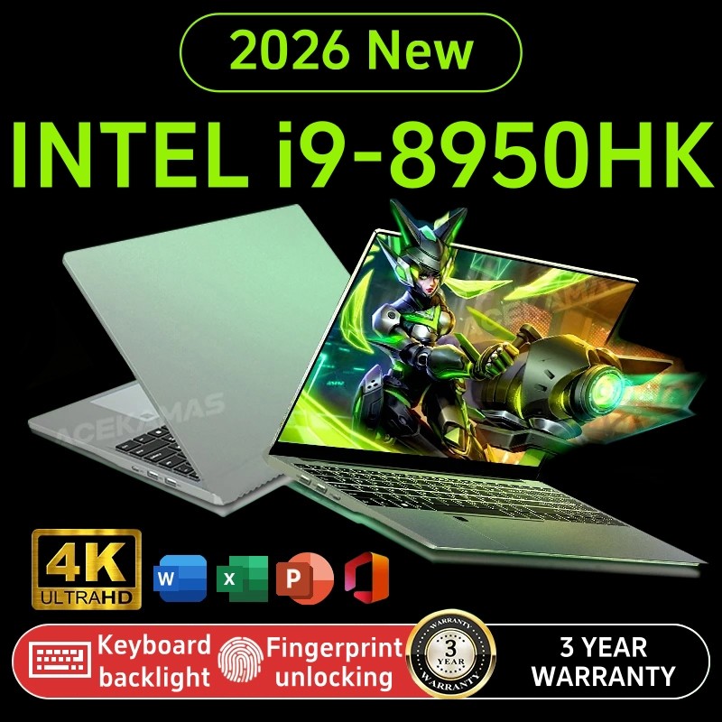 2026 รับประกัน 3 ปี Windows 11 Pro แล็ปท็อป 15.6 นิ้ว Intel i9 8950HK แล็ปท็อปเกมมิ่ง 16GB RAM 512GB / 1TB SSD Office & Learning / แป้นพิมพ์ไทย