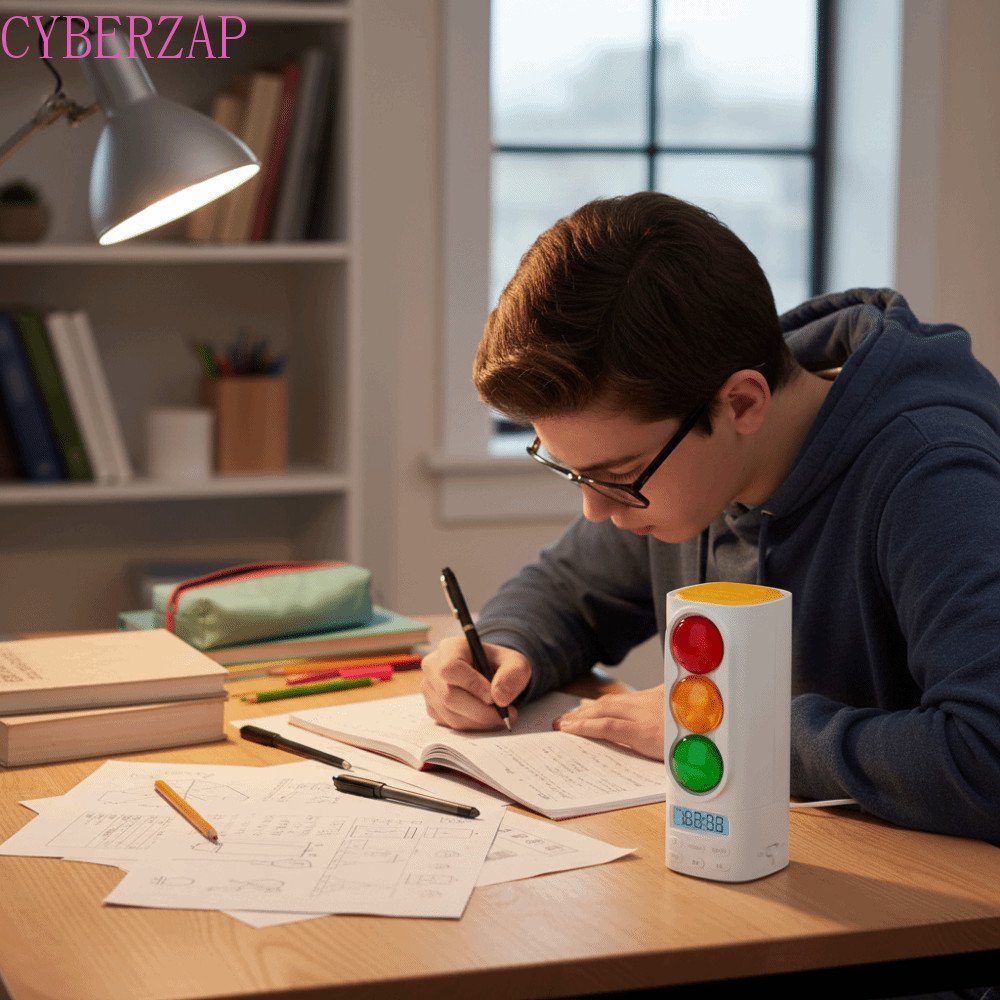 CYBERZAP Visual Traffic Light Timer, Portable Plastic Student Learning Timer, Multifunctional Digita