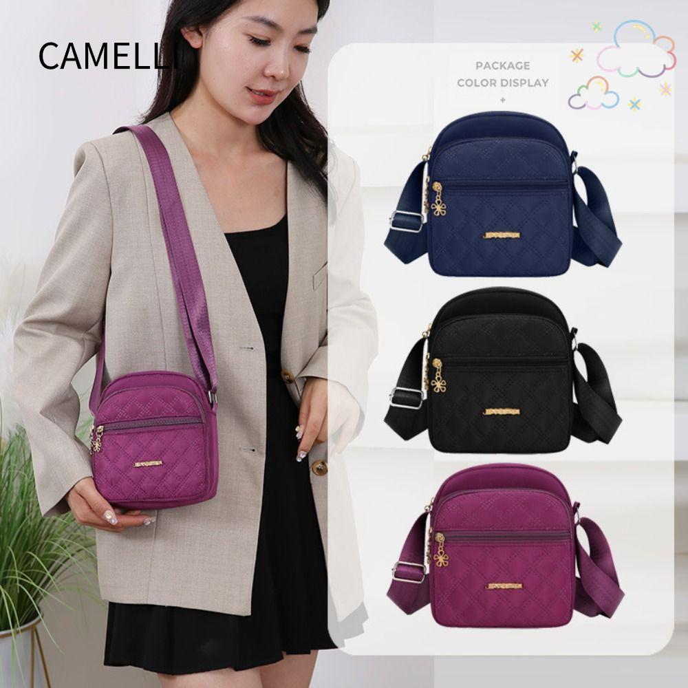 CAMELLI Messengers Bag,Crossbody Multi-Channel Small Square Bags, Tote Multifunctional Nylon Shoulde