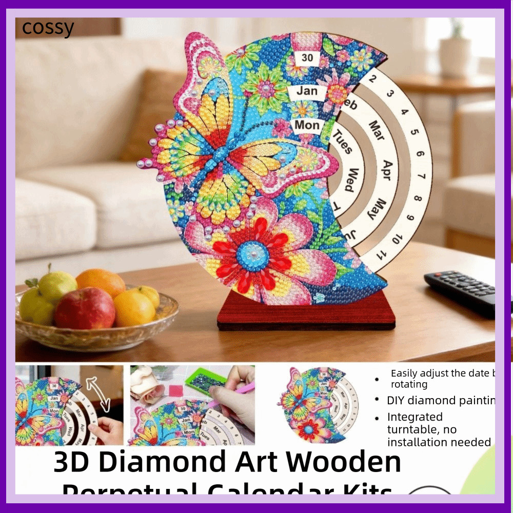 COSSY Diamond Art Perpetual Calendar ชุด, Handmade Diamond Art ปฏิทิน, DIY ไม้หมุนเพชรจิตรกรรมสําหรั