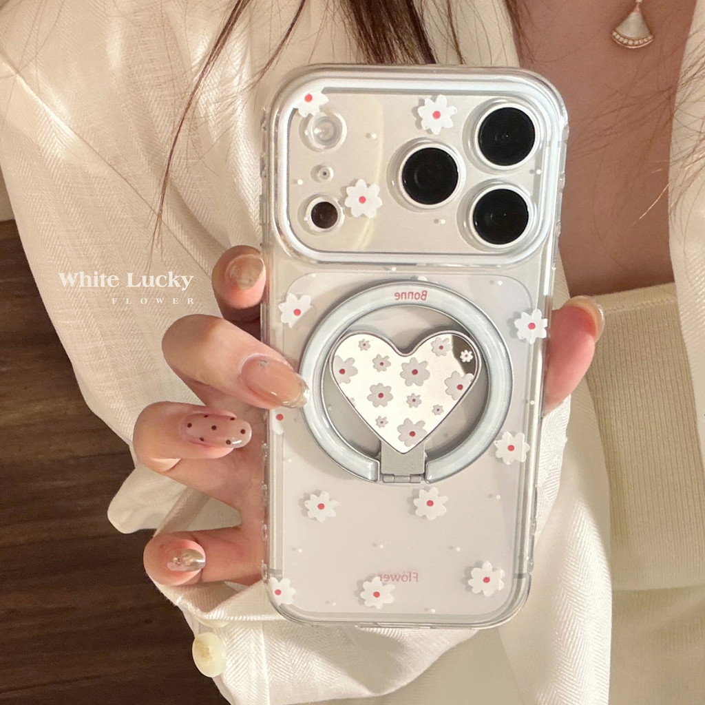 [Sheren] เคสโทรศัพท์ดอกไม้สีขาวอ่อนโยนโปร่งใสเหมาะสําหรับ i17 16 15 14 13 12 11 pro max เคสไอโฟน