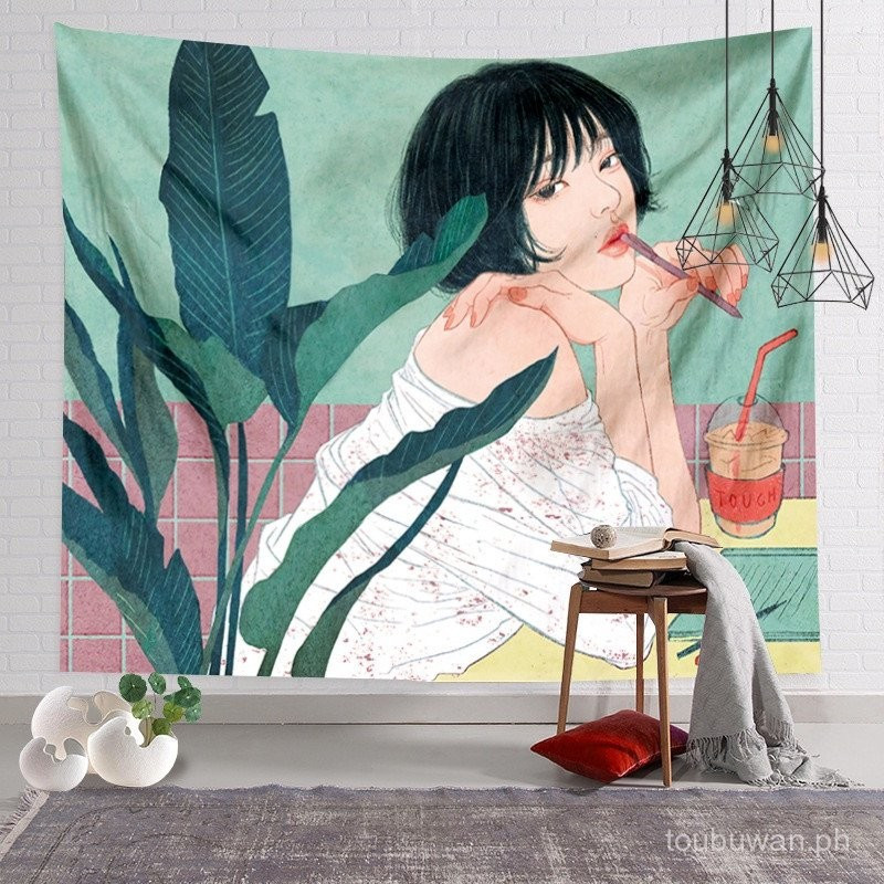 ผ้าพื้นหลัง Tapestry Korea Liang Seen ins ห้องนอนโซฟาแขวนผนังตกแต่ง UP2G GVL3