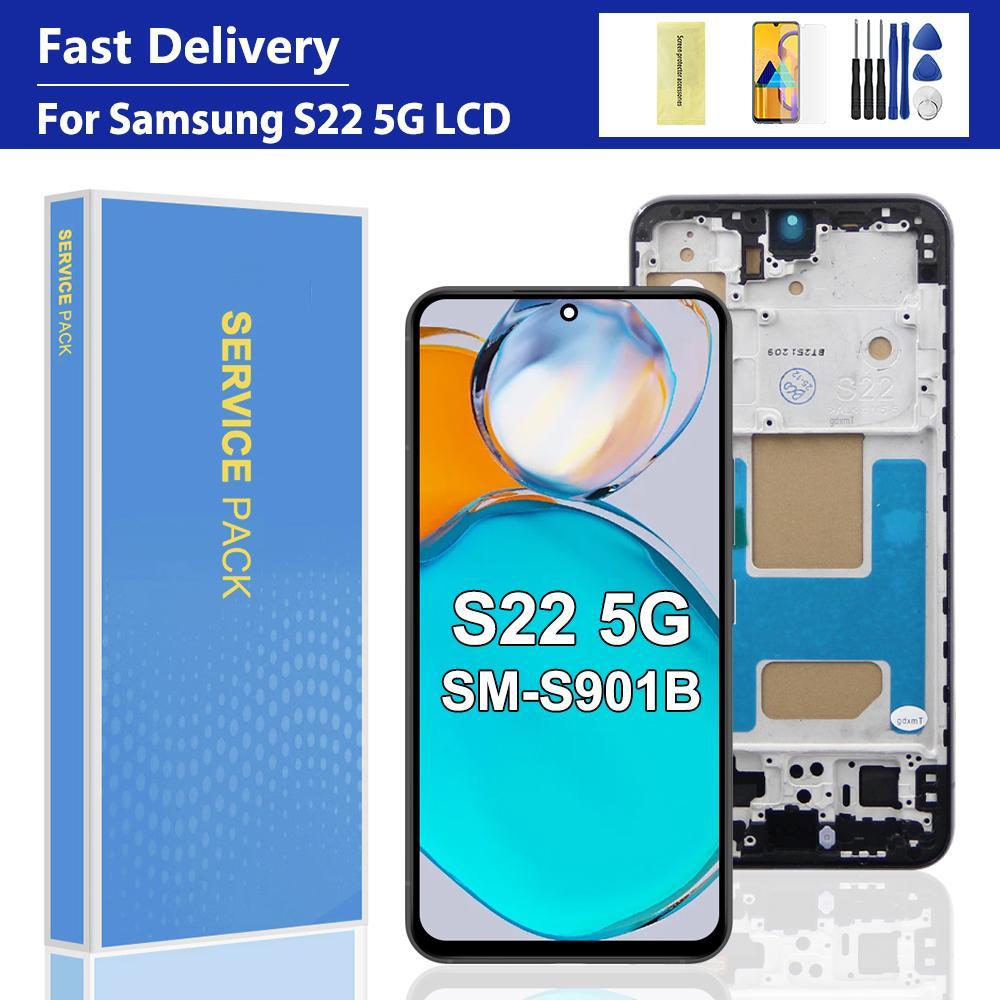 S22 5G หน้าจอสําหรับ Samsung Galaxy S22 S901B S901U S901W S901N S901E จอแสดงผล LCD หน้าจอสัมผัสดิจิต