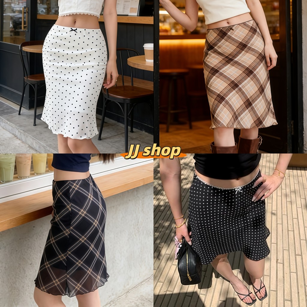 JJ Shop​💜พร้อมส่ง กระโปรงทรงสอบแฟชั่นผู้หญิง เซ็กซี่ ลายจุด ลายทาง ผ้ามีน้ำหนักเบา-FY5073#3