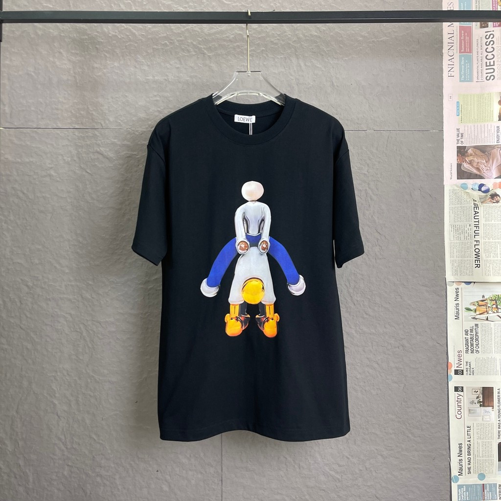 Loew & e2026 Star คลาสสิกรอบคอแขนสั้นเสื้อยืดผู้ชายผู้หญิงสไตล์อเมริกันอินเทรนด์รอบคอ Slim-fit Origi