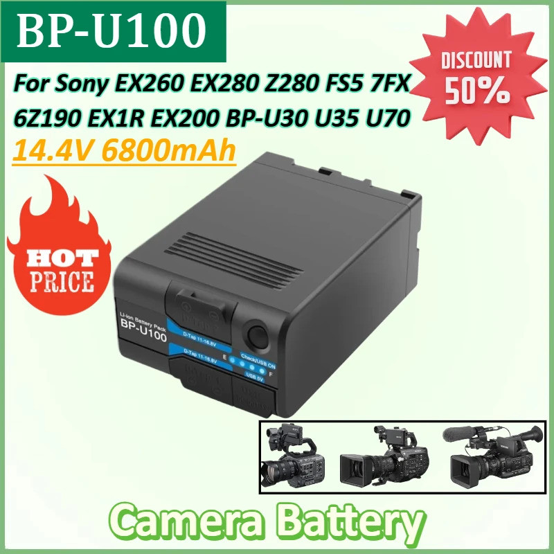 ใหม่ BP-U100 6800mAh แบตเตอรี่กล้องสําหรับ Sony EX260 EX280 Z280 FS5 7 FX6 Z190 EX1R EX200 BP-U30 U3