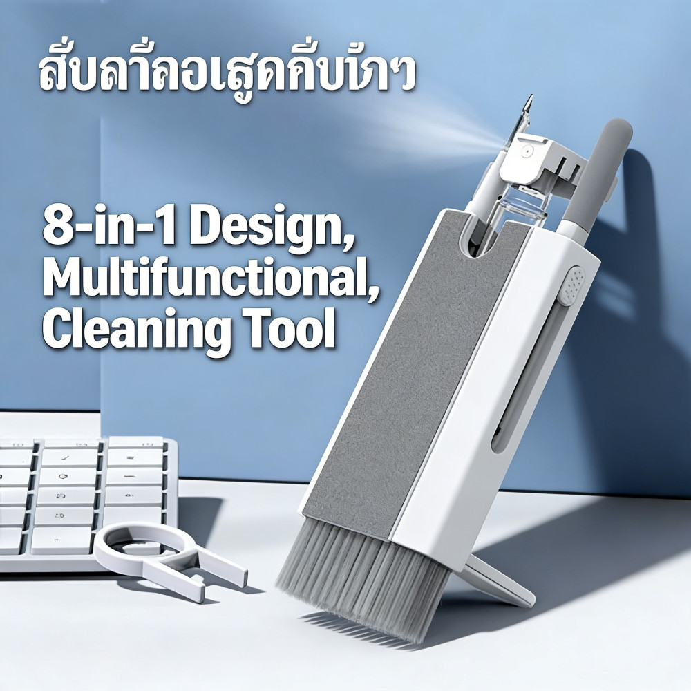 แท้ Cleaning Brush โทรศัพท์ 8in1 มีสเปรย์ ชุดทำความสะอาดฟัง