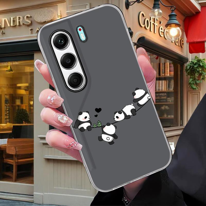 2 in 1 สําหรับ Tecno Camon 40 Pro 5G Camon 40 Pro 4G Techno Camon40 Matte น่ารัก Panda เคสโทรศัพท์ออ