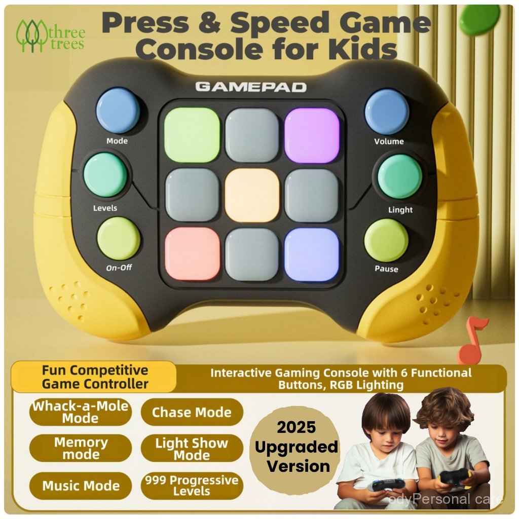 Kids Press & Speed Game Console - 2 Players Battle Quick Push Pop Game toy, Sensory Learning Toy wit