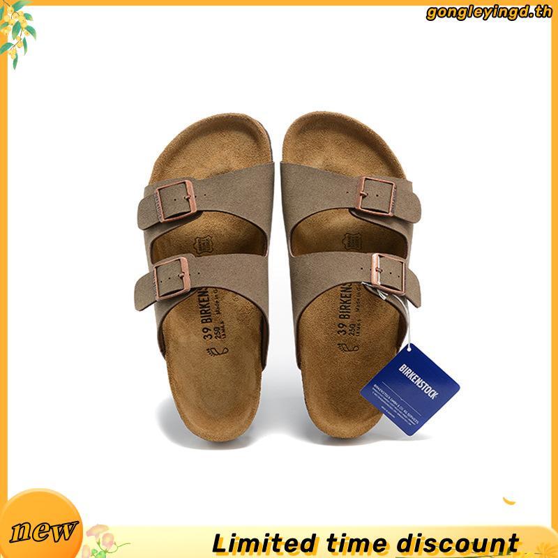 Birkenstock Cork Two Buckle รองเท้าแตะหนังเคลือบเงาสีดํา Unisex Florida 34-46 ขนาด TF08