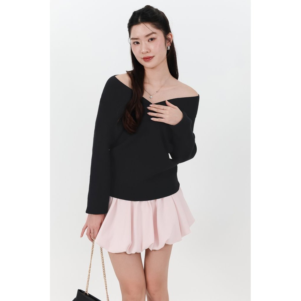 เสื้อสเวตเตอร์โอเวอร์ไซส์ Odella สีดํา