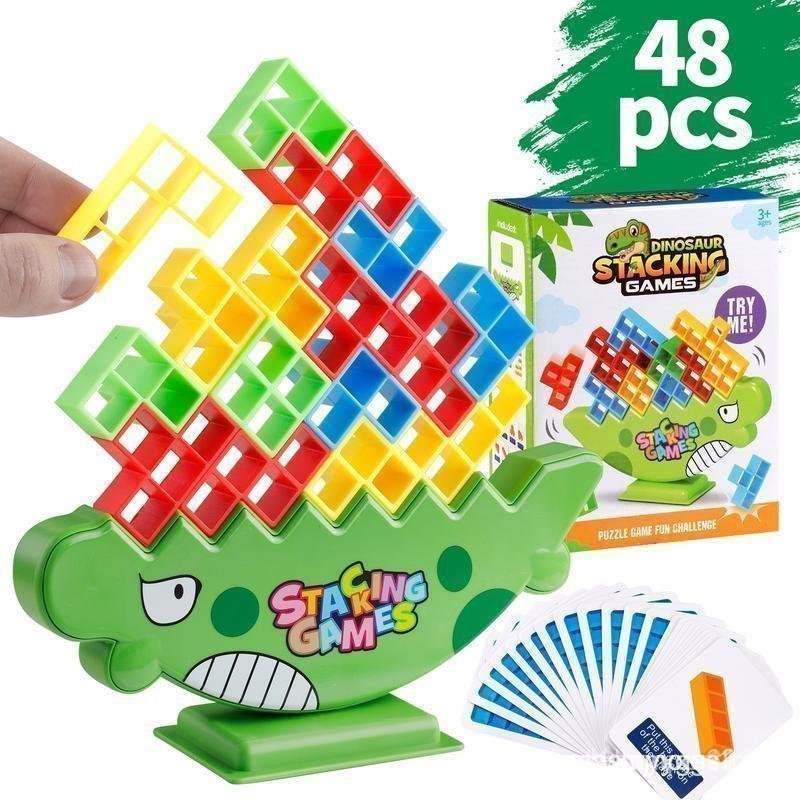 Stacking Game, 48pcs/set Blocks Game, Balance Game for Kids & Adults, Ideal Team Tower Game, Suitabl