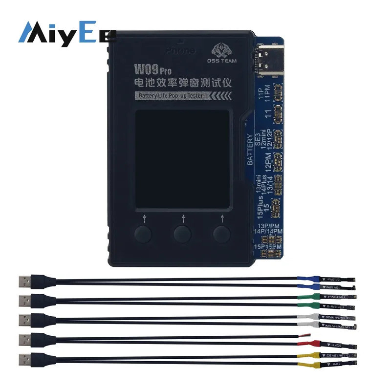 W09 Pro V3 เครื่องทดสอบแบตเตอรี่ประสิทธิภาพแบตเตอรี่เครื่องทดสอบป๊อปอัพอายุการใช้งานสําหรับ iPhone 1