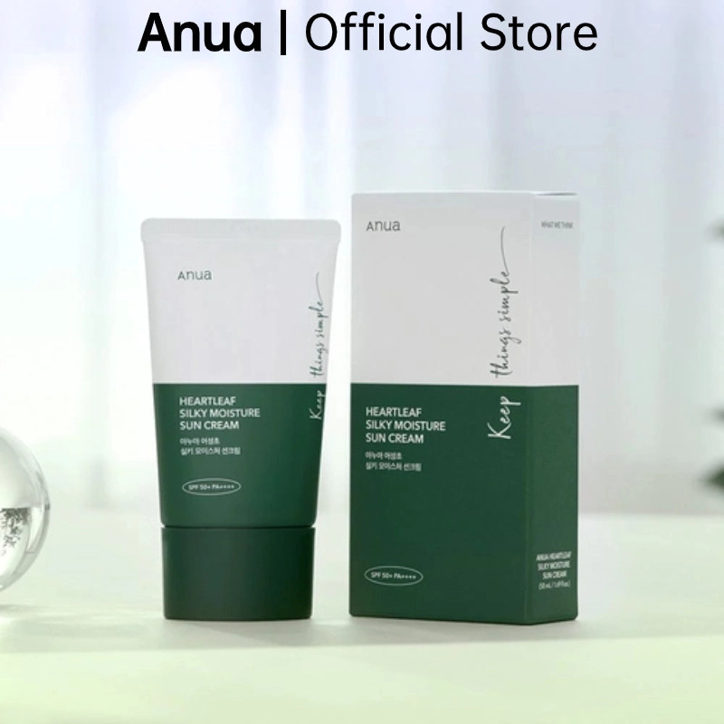 Anua Heartleaf Silky Moisture Sunscreen Lightweight Waterproof Moisturizer Sunblock For Face / Body