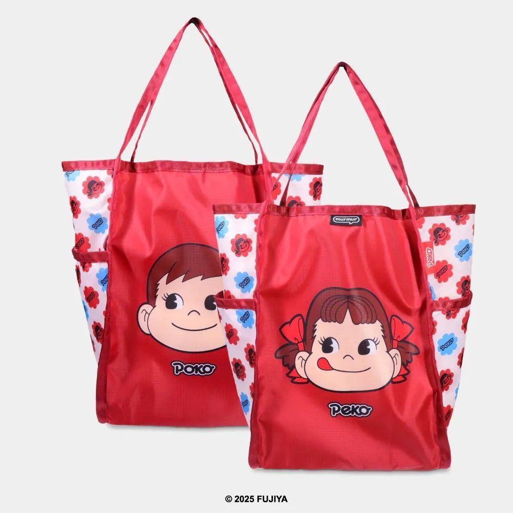 Fujiya PEKO Milk Girl Cartoon Cute Folding Shopping Bag Large Capacity Commuter Shopping Tote Bag