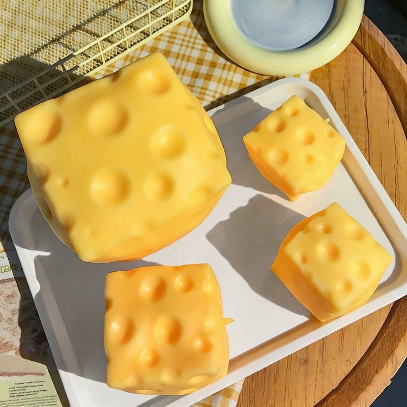 Creative Cheese Squishy ของเล่นช้า Rebound Shapeable Squeeze Ball ของเล่น Venting ที่สมจริงสําหรับความเครียดบรรเทา