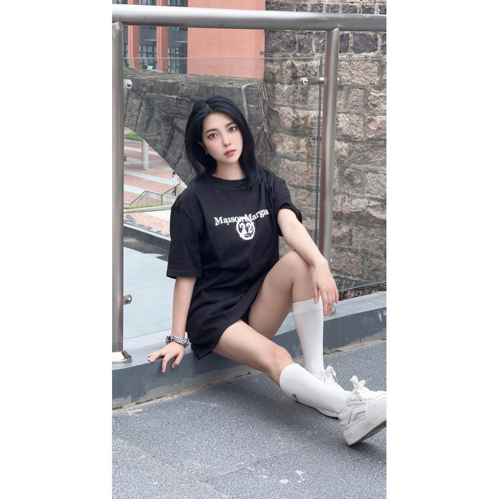Mai * son Margiela/M * M62026 Early Spring เสื้อยืดแขนสั้นสไตล์ใหม่ผู้ชายผู้หญิงคู่สไตล์ตัวอักษรรอบค
