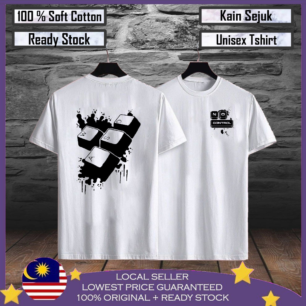 CODPremium Cotton WASD คีย์บอร์ด Baju Viral Lelaki Men T เสื้อ 100% Cotton Baju Tshirt Lelaki Baju P