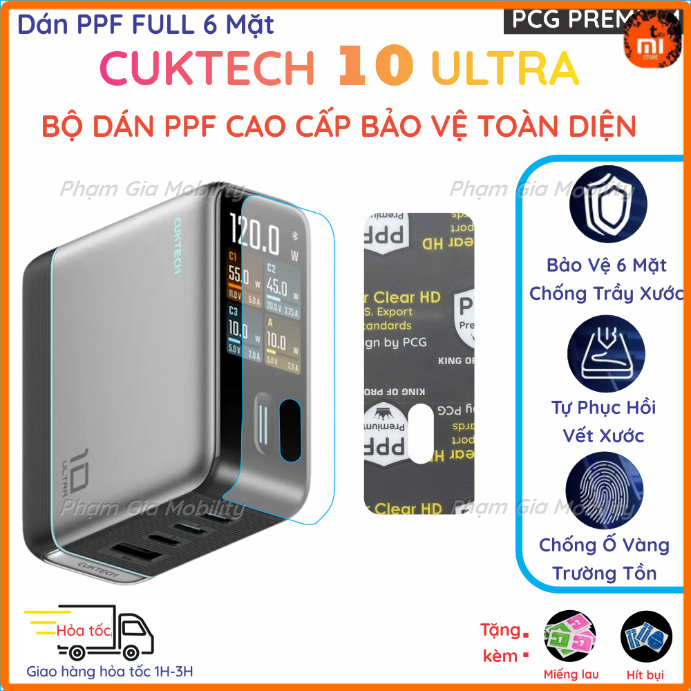 สติ๊กเกอร์ FULL PPF 6 ด้านสําหรับเครื่องชาร์จ Cuktech 10 Ultra 10Ultra - หน้าจอโค้งเต็ม ใส ด้าน Perf