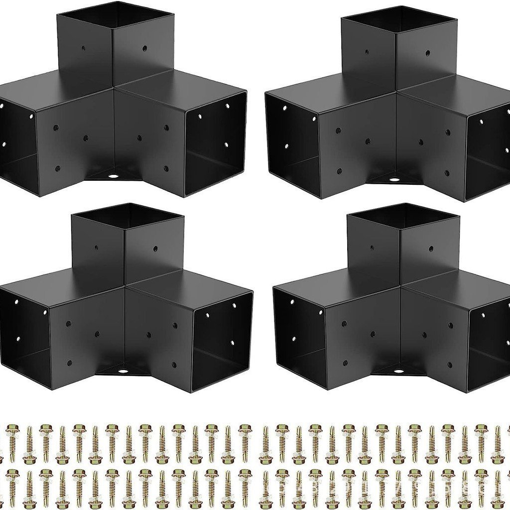 เหมาะสําหรับวงเล็บรหัส 4 ชิ้น 3.5 X3.5 วงเล็บไม้ยกระดับ diy วงเล็บ Pergola นิ้วมุมขวาจริง O2RU