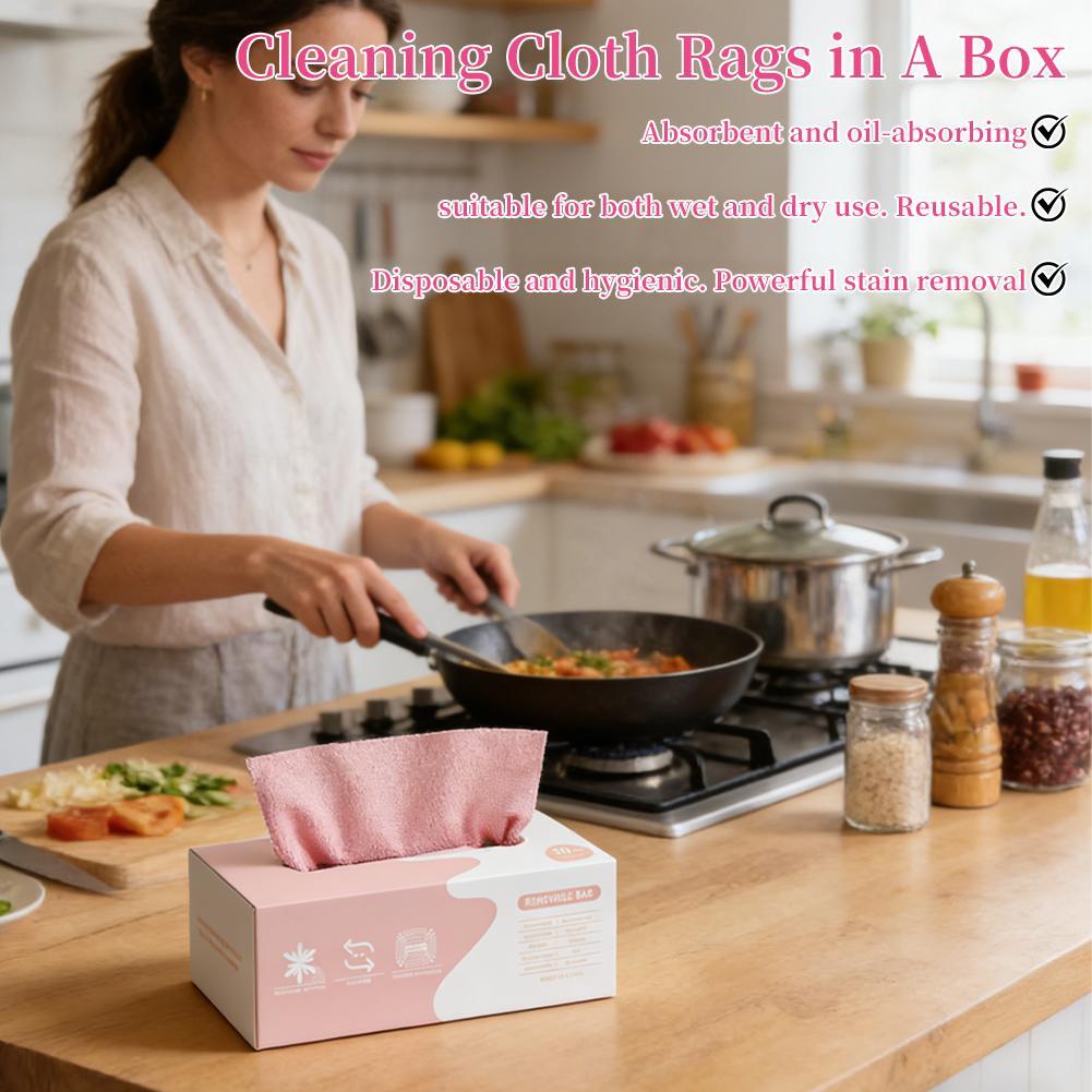 กล่องผ้าสําลีฟรีขจัดคราบไขมันผ้าเช็ดจานแบบใช้แล้วทิ้งสําหรับคนขี้เกียจ C6i6