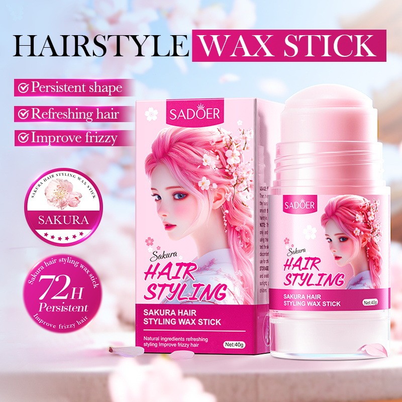 จัดแต่งทรงผม Hair Wax Long-Lasting Stick Sakura Hair Wax Comb Hair Tonic sadoer JQ3A