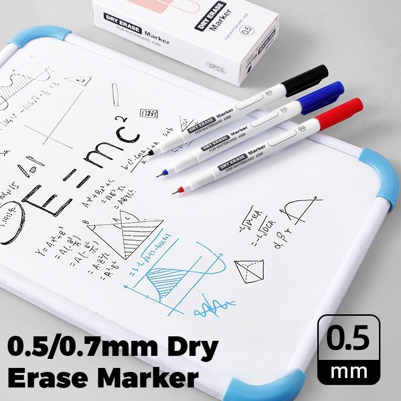 ชุดปากกาไวท์บอร์ด Fine Tip 6 แพ็ค ปากกาลบแห้ง 0.5 / 0.7 / 1.0 มม. เหมาะสําหรับสํานักงาน โรงเรียน และการสอน มีสีดํา แดง และสีน้ําเงิน