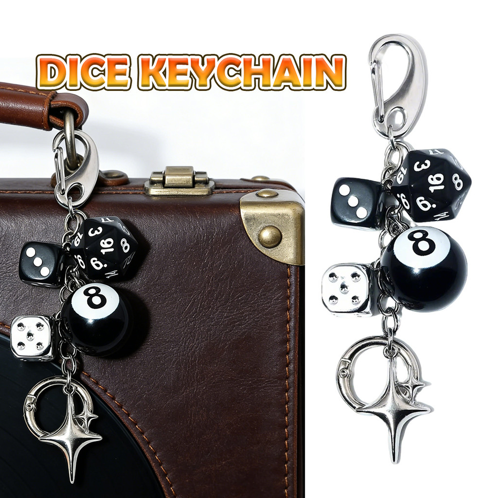 พวงกุญแจลูกเต๋าใหญ่ 8 ball keychain พวงกุญแจรถ ตกแต่งห้อยกระเป๋า แบบY2K
