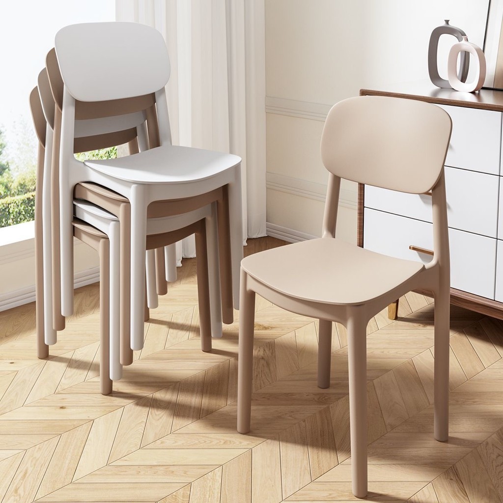 DERALE เก้าอี้พลาสติก เก้าอี้กินข้าว เก้าอี้ เก้าอี้พลาสติกมีพนักพิง  ไม่ต้องต่อประกอบ รับน้ำหนักได้ 200kg วางซ้อนกันได้