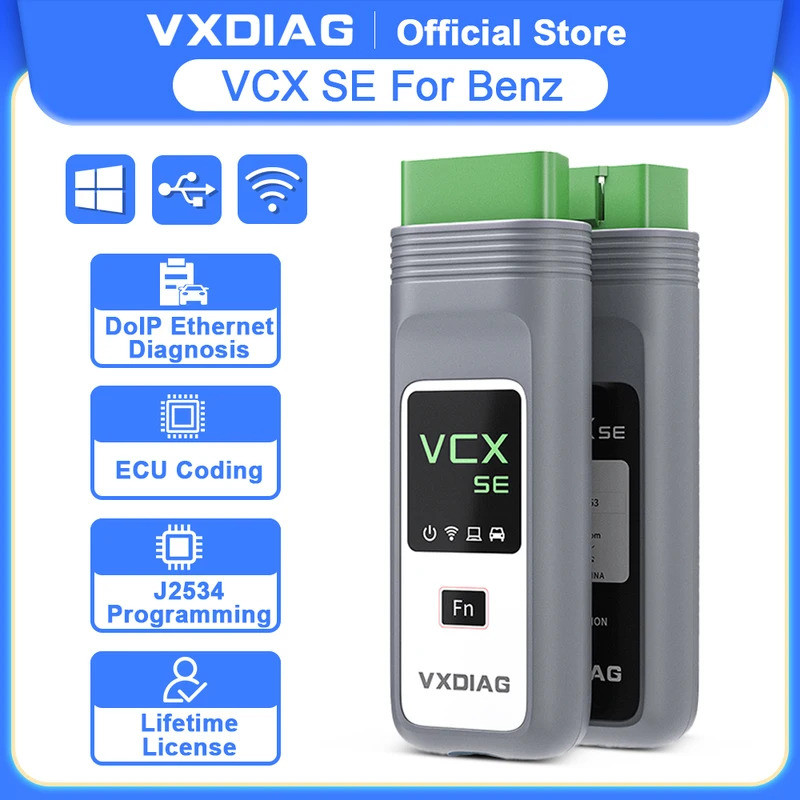 VXDIAG VCX SE สําหรับ Mercedes Benz รถ OBD2 เครื่องมือวินิจฉัย MB Star C6 DoIP Active Test การวินิจฉ