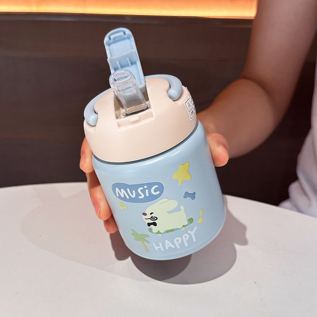 2025 Mini Cute Puppy Thermos Cup Blue Small Portable Portable Pocket Small Water Cup with Straw yc26