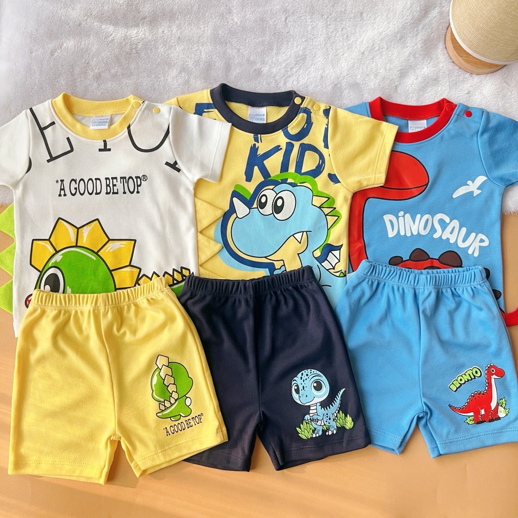 Baby Jacky ST6 ชุดเด็ก เซตเสื้อ-กางเกงขาสั้น 1เซตได้ 3ชุด ผ้าคอตตอน เด็กหญิง เด็กผู้ชาย Cotton เด็กทารก